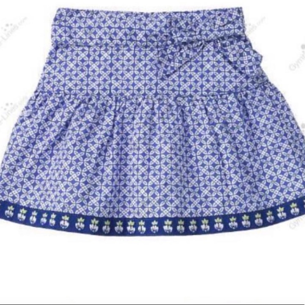 Janie And Jack Blue and White Skirt Floral trim 4T